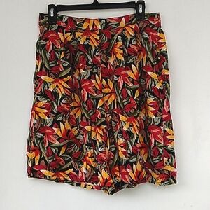 Vintage Hawaiian Tropical Shorts Flowy Vacation Y2K 90s Bird Of Paradise Floral